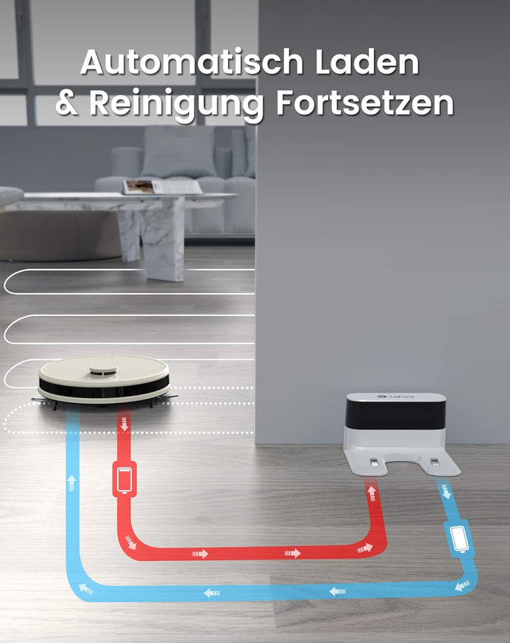 LEFANT Staubsauger Roboter, No-Go-Zonen, Saug und Wischroboter 5500 Pa Mehrstufiges Mapping, Laser N