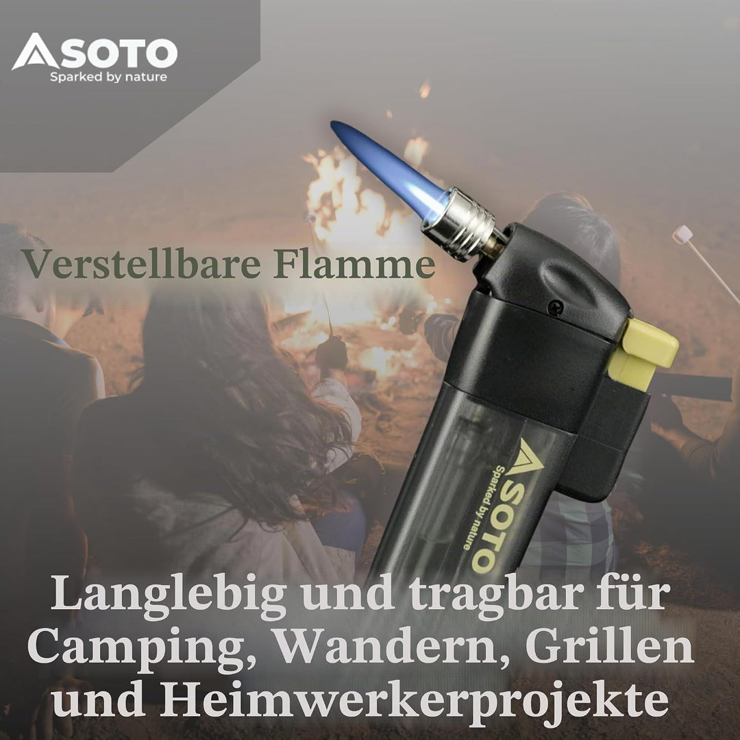 SOTO Pocket Torch with Lighter Schwarz - Leistungsstarker cleverer Feuerzeug Brenner, Grösse One Siz