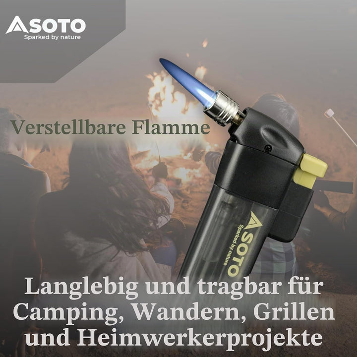SOTO Pocket Torch with Lighter Schwarz - Leistungsstarker cleverer Feuerzeug Brenner, Grösse One Siz