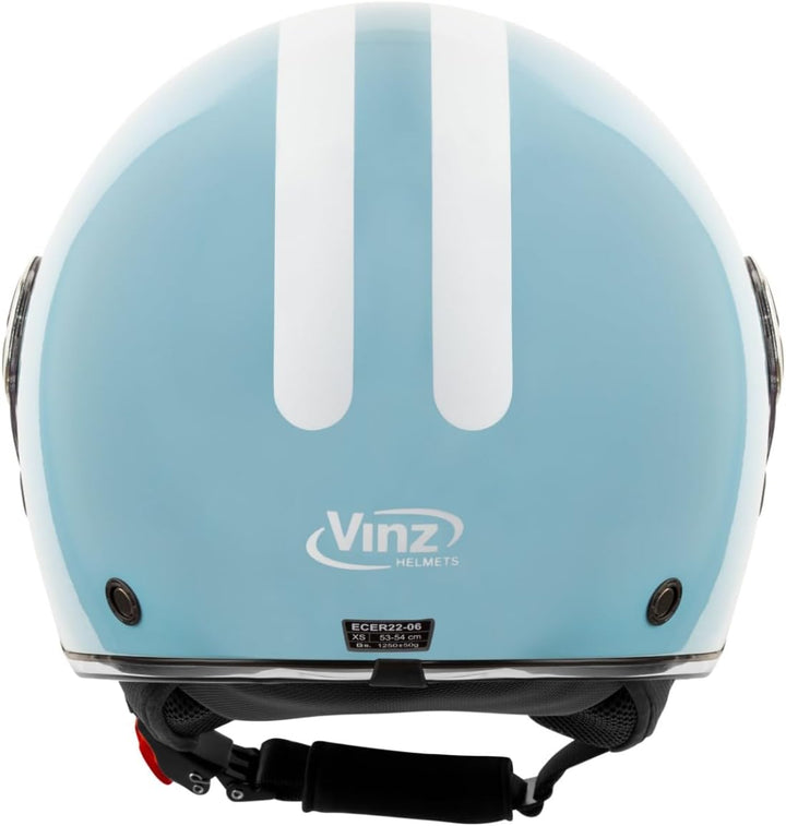 VINZ Arenas Jethelm mit Doppelvisier | Roller Helm Fashionhelm mit Streifen | In Gr. XS-XXL | Jet He