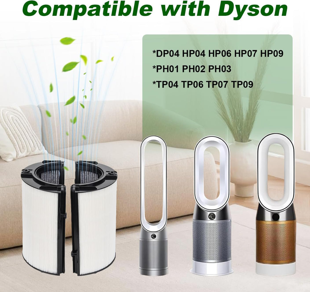 2 in 1 HEPA Ersatzfilter Kompatibel mit Dyson Luftreiniger DP04 HP04 HP06 HP07 HP09 PH01 PH02 PH03 T