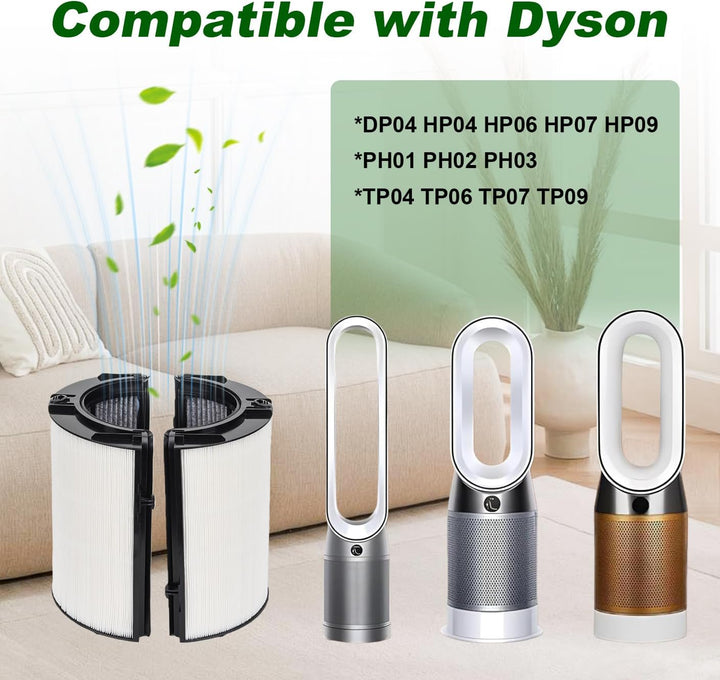 2 in 1 HEPA Ersatzfilter Kompatibel mit Dyson Luftreiniger DP04 HP04 HP06 HP07 HP09 PH01 PH02 PH03 T