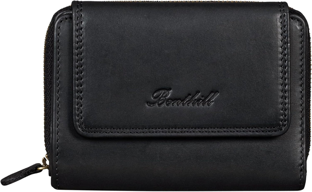 Benthill Damen Geldbörse Gross Echt Leder - Portemonnaie mit RFID Schutz - Portmonee mit vielen Kart