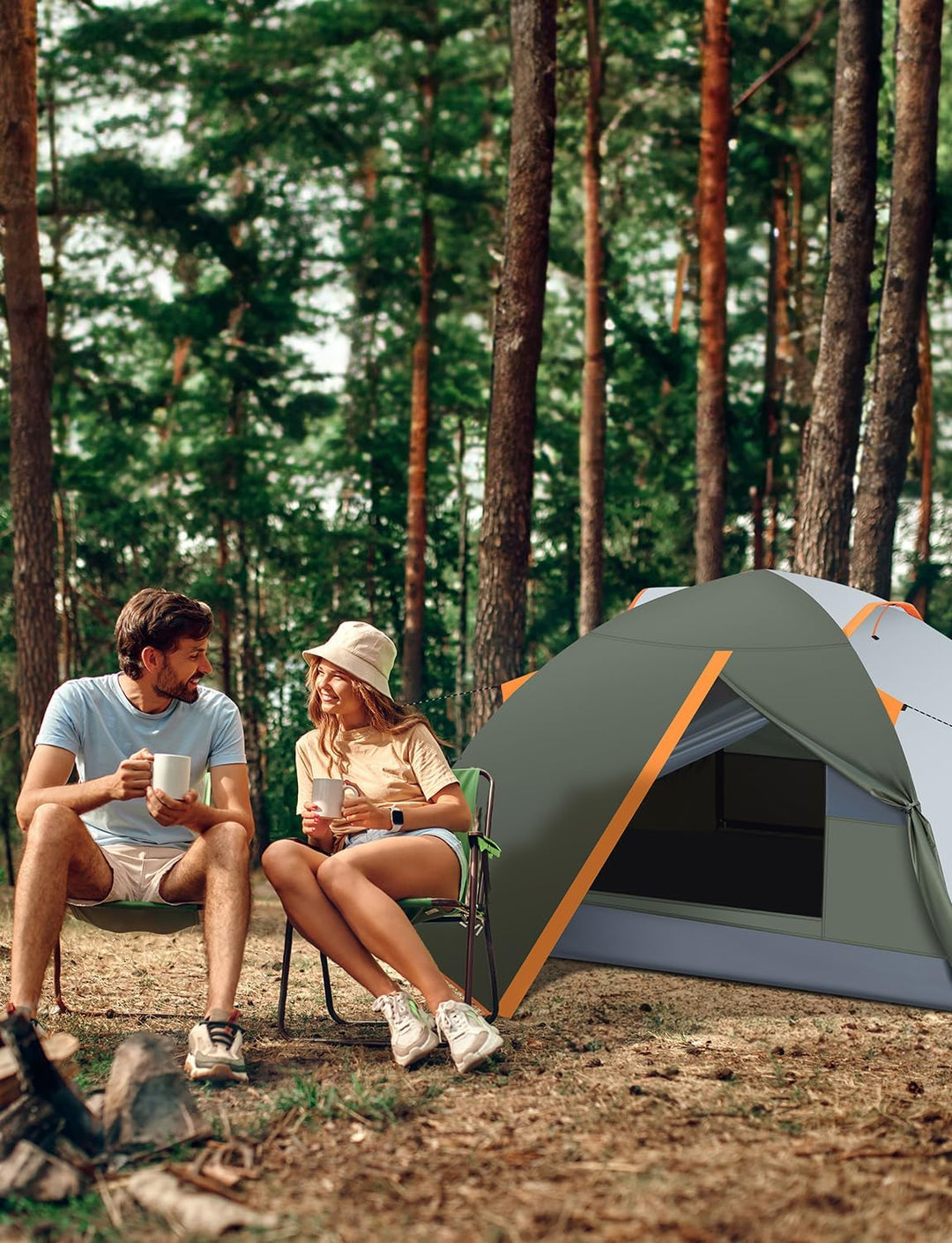Campingzelt für 2-3 Personen, Doppel-Tür-Zelt, wasserdicht &amp; winddicht, innen und aussen, 2-in-1, ge
