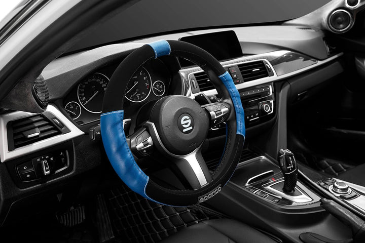 SPARCO SPC1108AZ Universal Steering Wheel Cover L-Sport Color Blue for car, Set of 4 L-SPORT BLAU, L