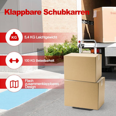 COSTWAY Sackkarre klappbar, Transportkarre mit Teleskopgriff & Faltbarer Ladefläche, belastbar bis 1