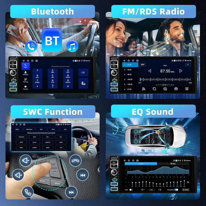 4GB+64GB CarPlay 1 Din Autoradio mit Type-C, 6,9 Zoll IPS Bildschirm mit WiFi GPS Kabellosen Android