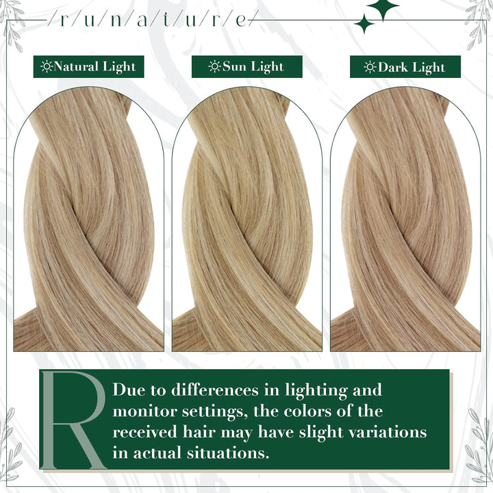 RUNATURE Clip Echthaar Extensions Naturliches Haarverlangerung Clip in Echthaar Glatt Extensions Cli