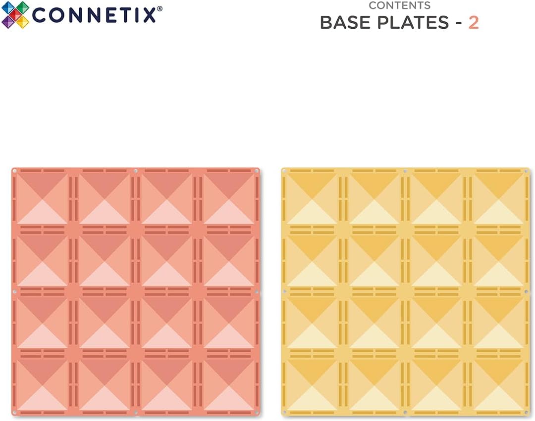 CONNETIX Magnetbausteine Pastell Zitrone und Pfirsich Grundplatten-Pack, 2 Stück