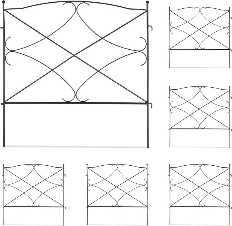 Relaxdays Beetzaun, HxB: je 60 x 59,5 cm, Garten Beeteinfassung zum Stecken, 6 dekorative Zaunelemen