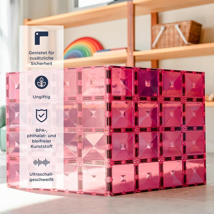 Connetix Magnetische Fliesen Pastell Rosa und Beere Grundplatten-Pack, 2 Stück