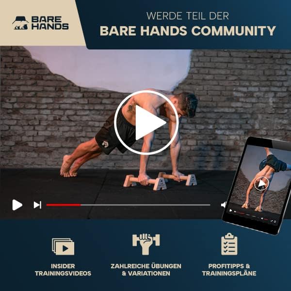 BARE HANDS Liegestützgriffe – 2x gelenksschonende & rutschfeste Holz Liegestützgriffe – Calisthenics