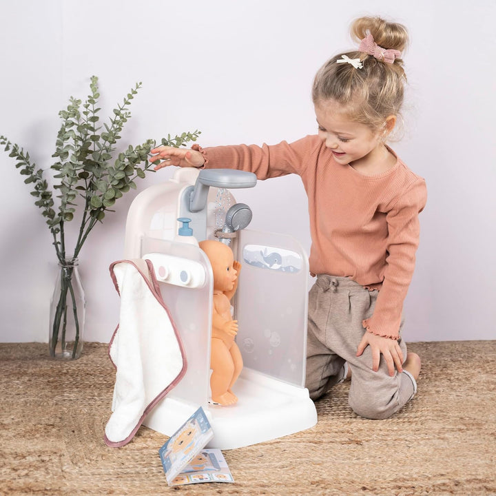 Smoby - Baby Nurse Puppen-Dusche – Duschspass für Puppen – mit Pump-Wasserkreislauf – inkl. Frottee-