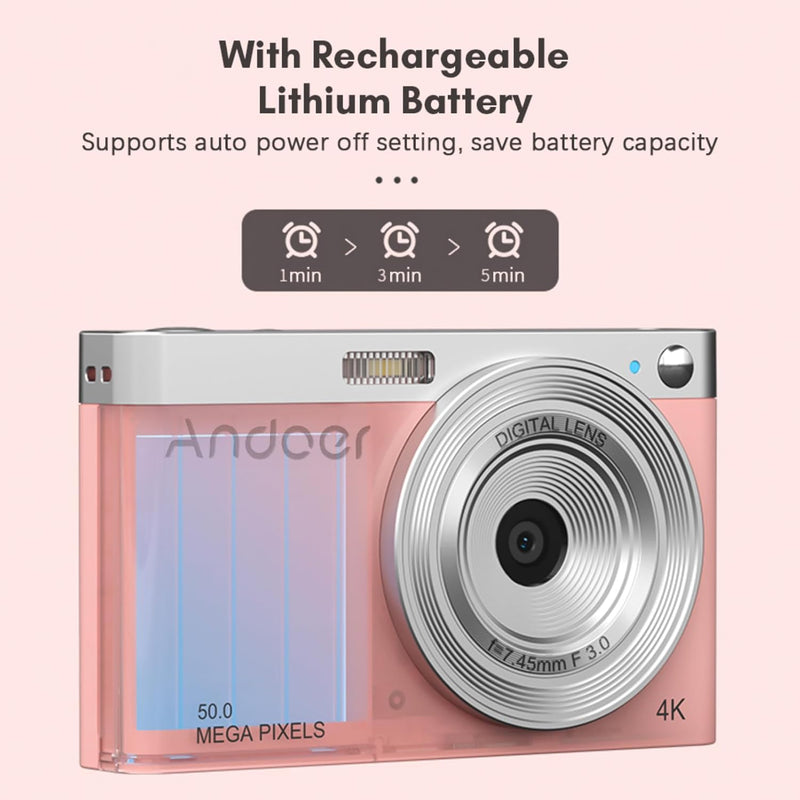 Andoer Digital Kamera, 50MP 1080P Fotokamera Autofokus 16× Digitalzoom IPS-Bildschirm Kompaktkamera