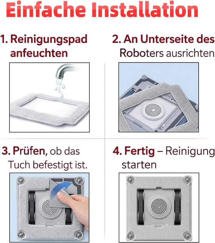16 Stück Reinigungstücher für ECOVACS WINBOT Mini2 Fensterreiniger Roboter – Waschbare Mikrofaser Er
