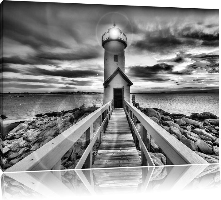 Pixxprint Leuchtturm bei Sonnenuntergang als Leinwandbild/Grösse: 100x70 / Wandbild/Kunstdruck/ferti