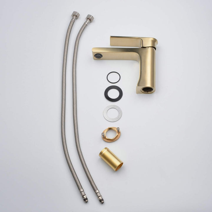 Kommerzielle Toilette Einhand-Waschtischarmatur, Einloch-Badarmatur in zeitgenössischem Design, Gold