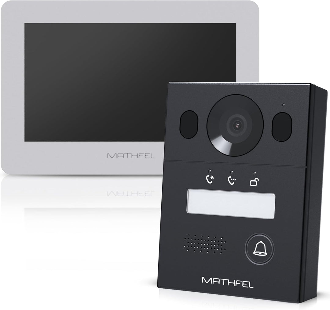 Mathfel 2 Draht Bus WLAN Video Türsprechanlage für 1 Teilnehmer, 1x 7 Zoll WLAN Monitor, Anthrazit K