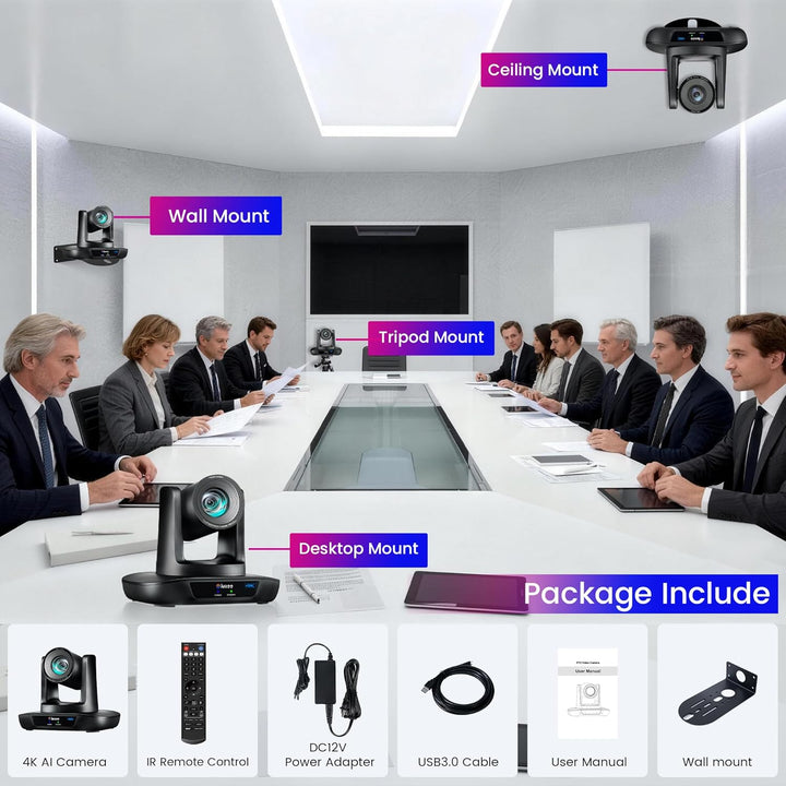 PTZ-Kamera 20X Optischer Zoom USB3.0 HDMI Konferenzkamera 1080P 60FPS Weitwinkel PTZ Camera für Kirc