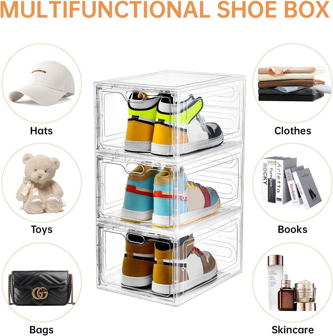 Aliscatre Schuhboxen, transparenter Kunststoff, stapelbar, 6 Stück, Schuh-Organizer für Schrank, Sch