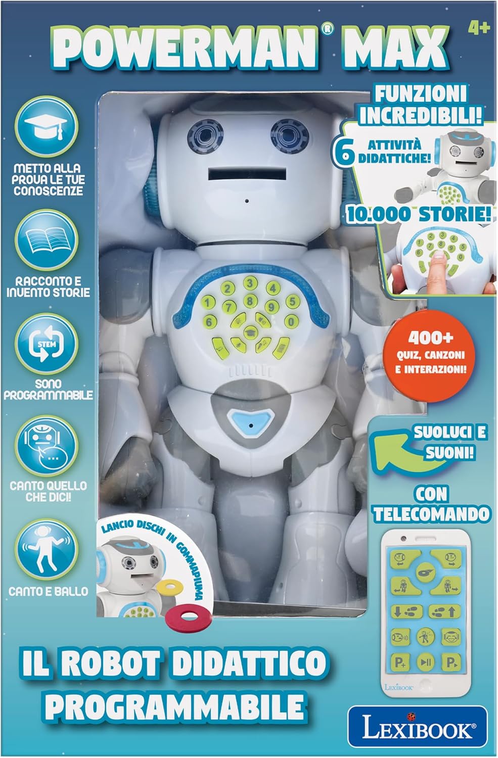 Lexibook Lexibook-ROB80IT Powerman Max programmierbare STEM-Fernbedienung zum Tanzen und Erzählen vo