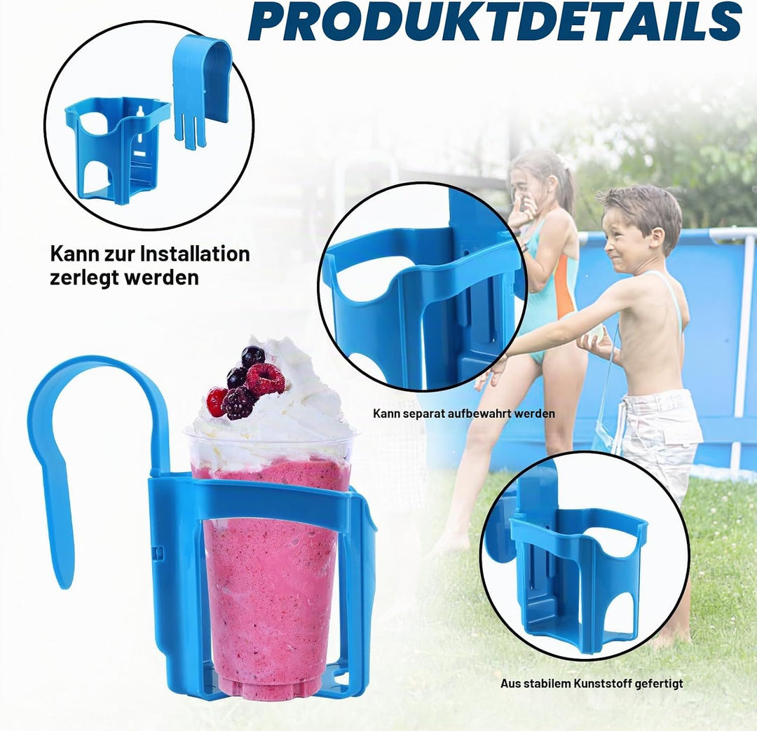 FePen Getränkehalter Pool 4 Stück, Pool Getränkehalter Blau, Pool Becherhalter aus Kunststoff, Multi