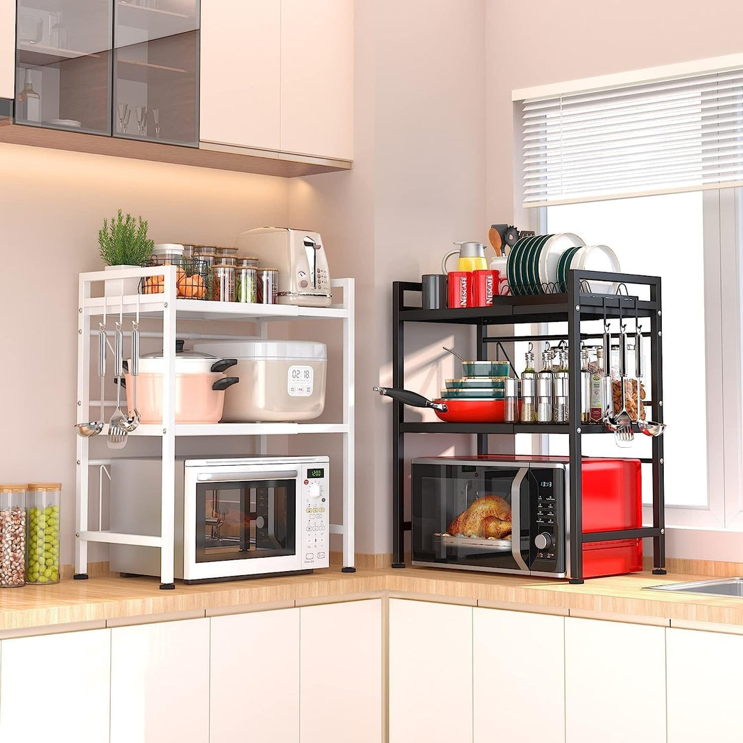 LUHWYJA Erweiterbar Mikrowellenofen Rack, Mikrowelle Regal Verstellbare Mikrowellenhalter Organizer