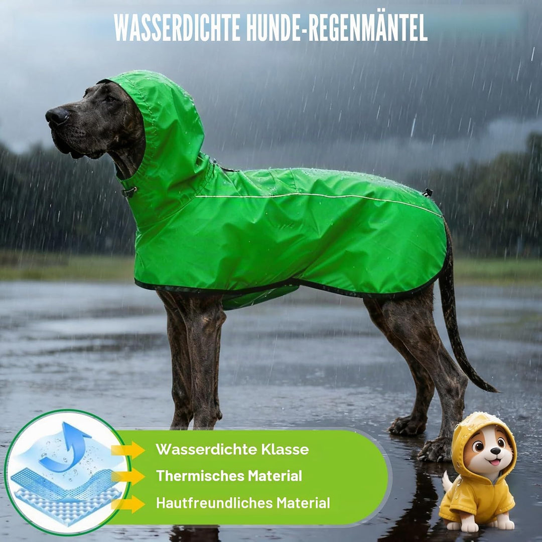 Hund Regenmantel Jacke Reflektierende Verstellbare Kapuze Haustier Poncho Regenmantel mit Leine Loch