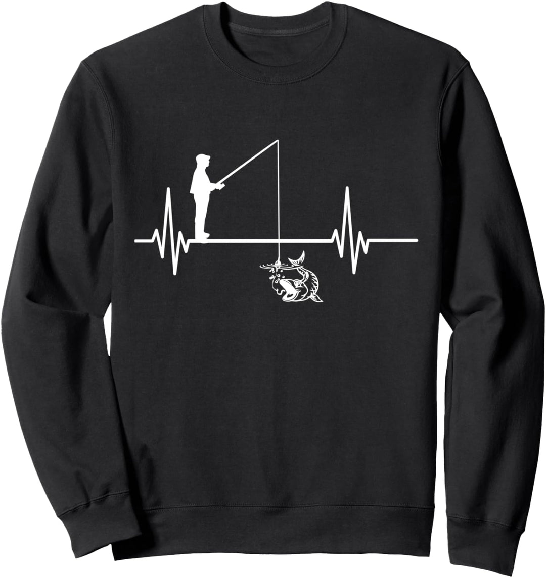 Lustiges Fischen Herzschlag Fischer Angler Petri Heil Sweatshirt