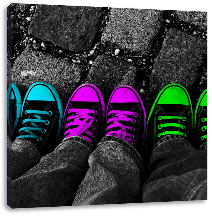 Pixxprint Sportschuhe Modern als Leinwandbild/Grösse: 70x70 cm/Wandbild/Kunstdruck/fertig bespannt,