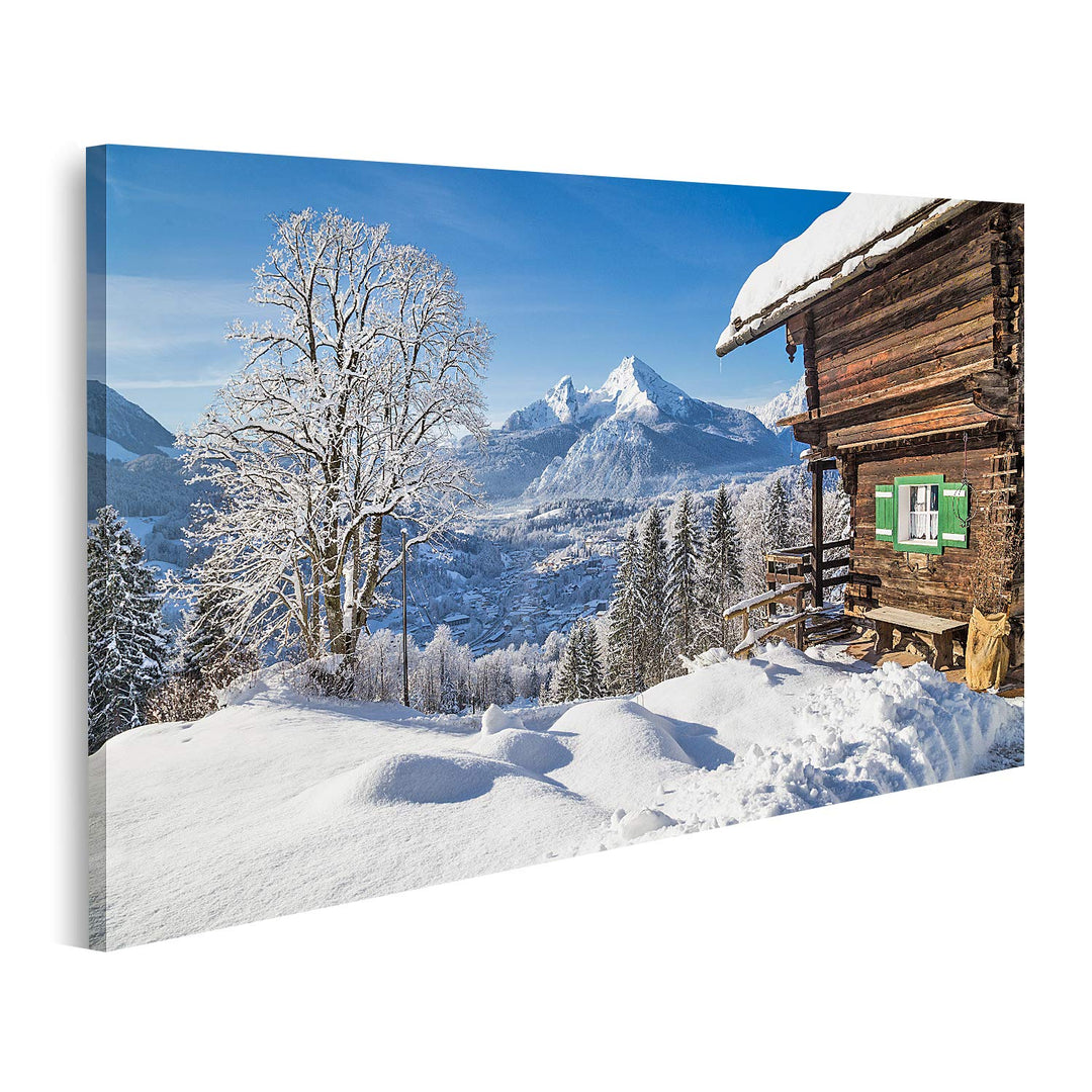 islandburner Bild auf Leinwand Schöne Berglandschaft In Den Bayerischen Alpen Mit Dorf Berchtesgaden