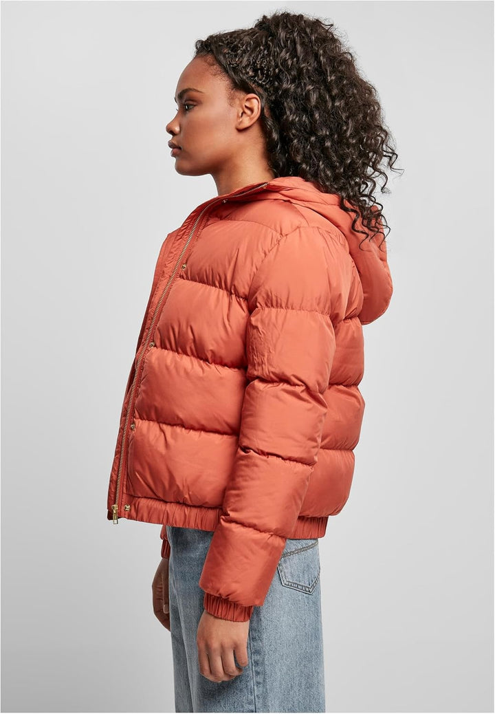 Urban Classics Damen Ladies Hooded Puffer Jacket Jacke XS redearth, XS redearth