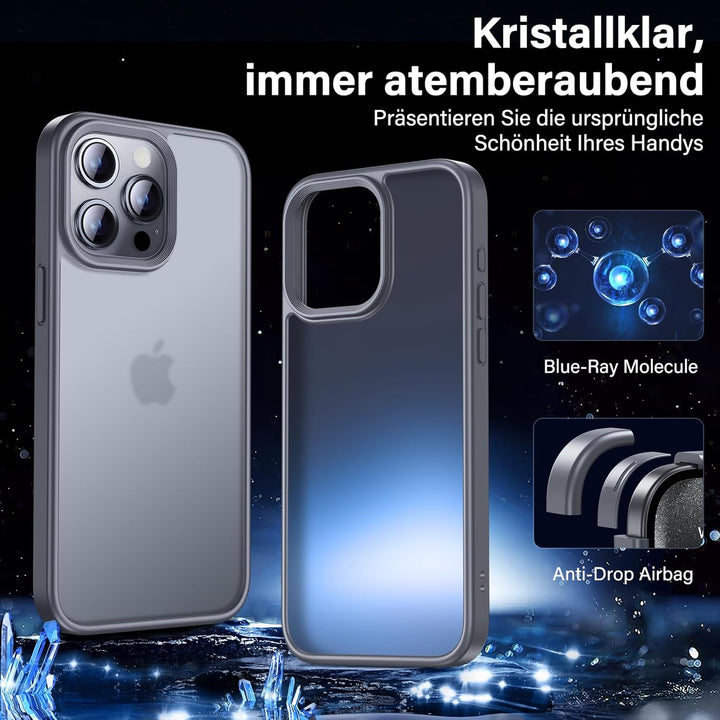 UniqueMe 5-in-1-Set für iPhone 15 Pro Hülle, [Nie Vergilbung] Handyhülle für iPhone 15 Pro Case Rund