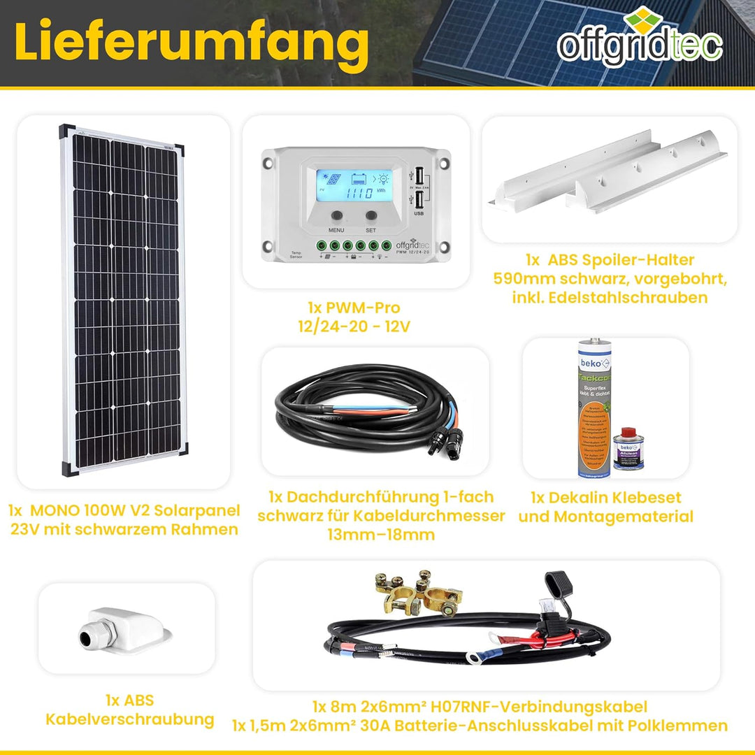 Offgridtec mPremium L-100W 12V Wohnmobil Solaranlage, 100W