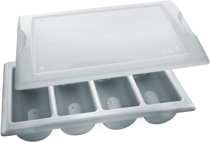 GRÄWE Besteckkasten mit Deckel, leer - Bestecklade mit 4 Fächern, Gastronorm Grösse 1/1, gross, stap