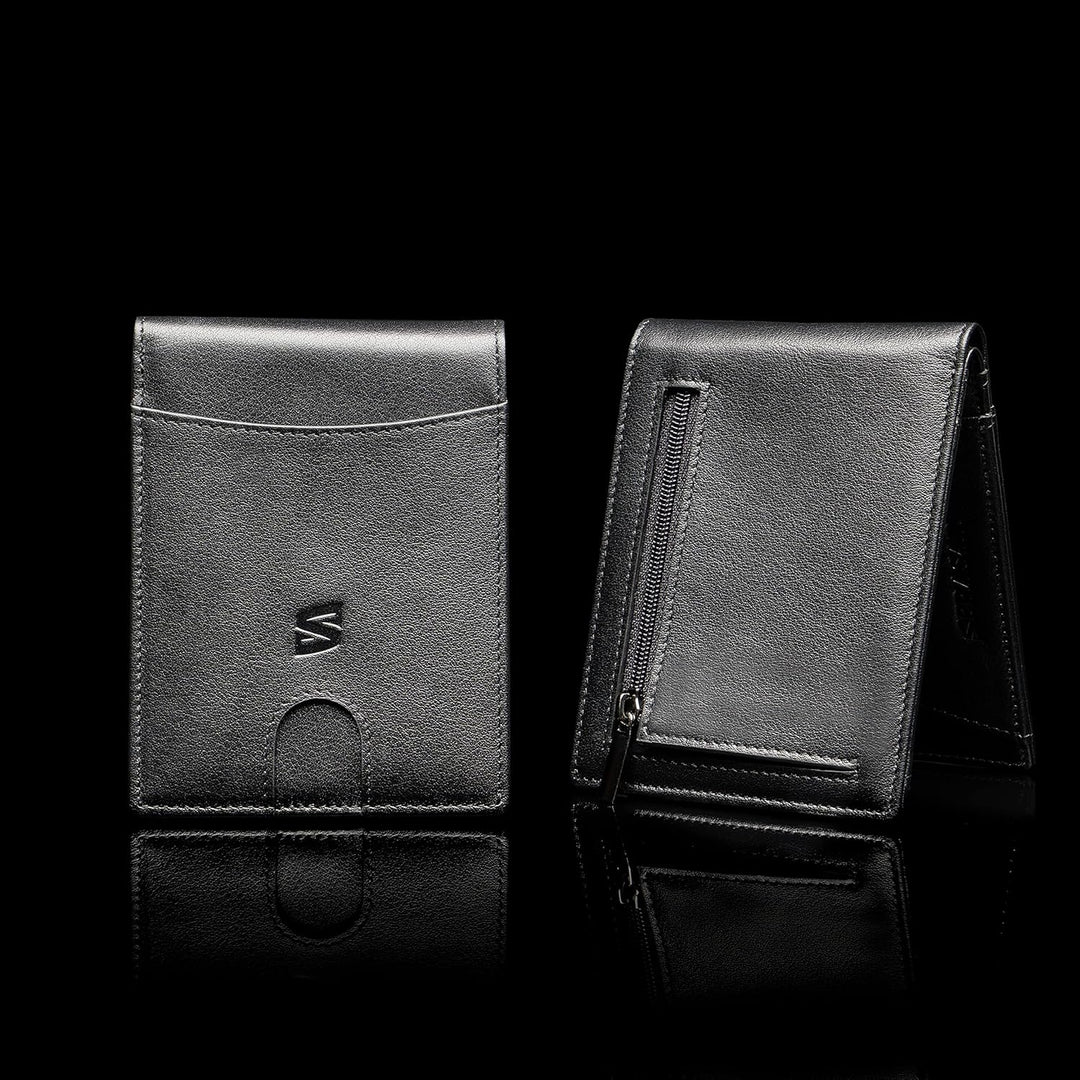 SERASAR | Premium Wallet [Clever] für Herren in schwarz aus Echtleder | 11 Kartenfächer | Wahlweise