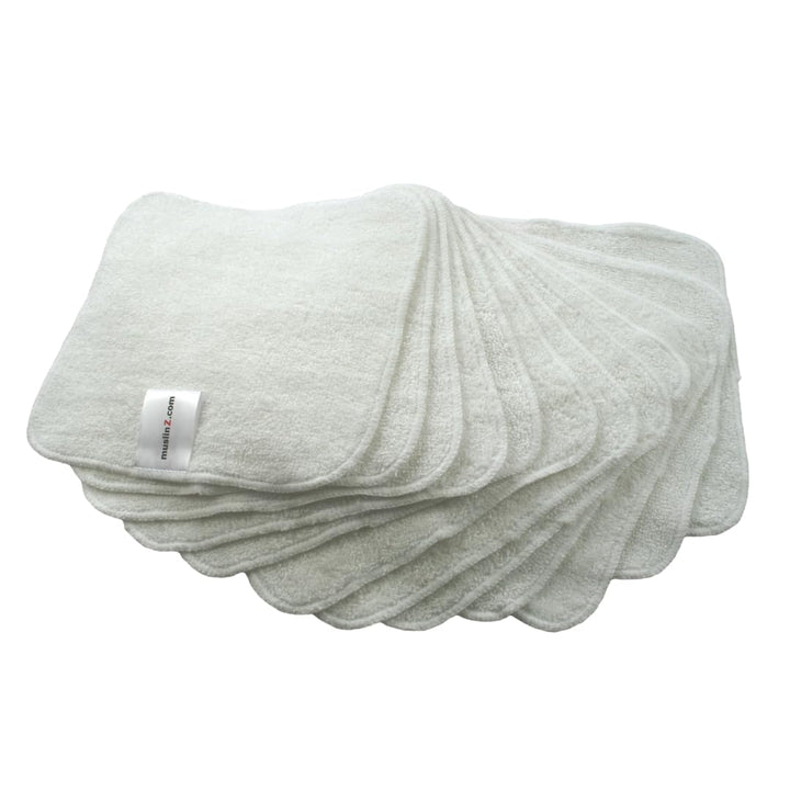 MuslinZ 12PK Tücher Bambus-Baumwolle Mix Terry Tücher 20x20 cms Gesicht Tuch waschbare Wiederverwend