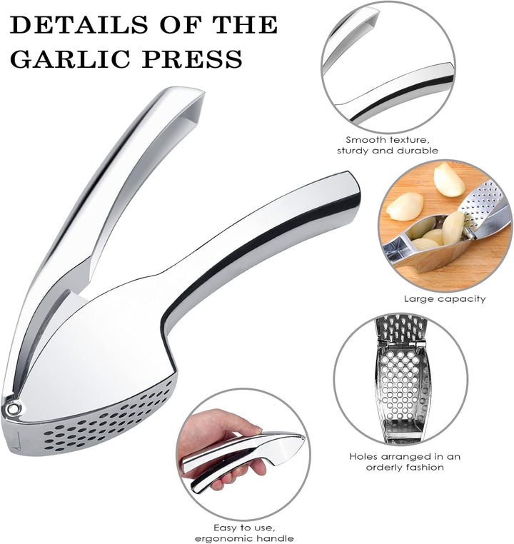 Fousenuk Knoblauchpresse, Garlic Press (Kein Schälen Notwendig) Bequem und Leicht Zu Reinigen Knobla