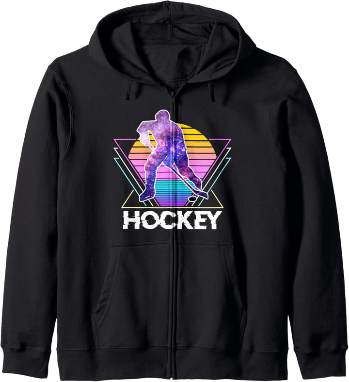 Hockey Retro Vintage Vaporwave 90er Sport Kapuzenjacke