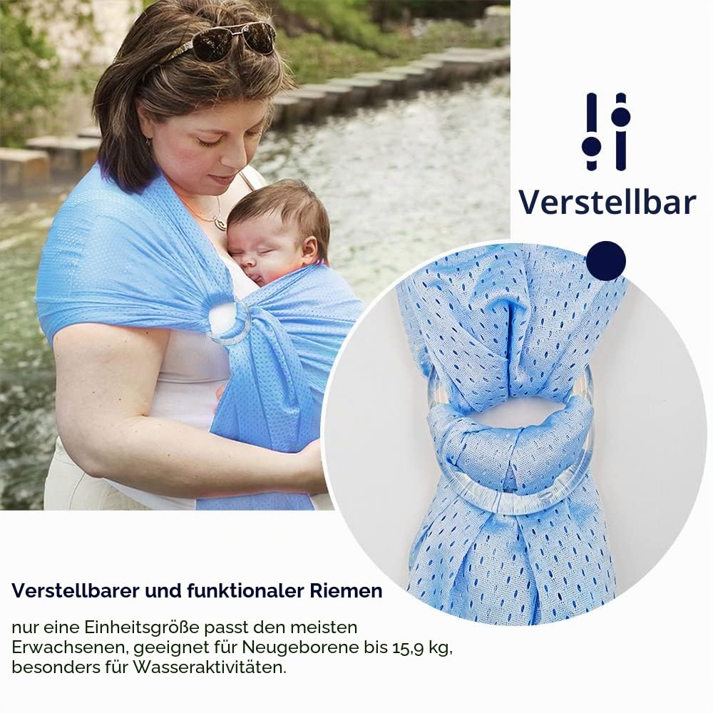 Adjustable Baby Wrap Baby Water Ring Sling, Breathable Quick Dry Baby Carrier Mesh Fabric Perfect fo