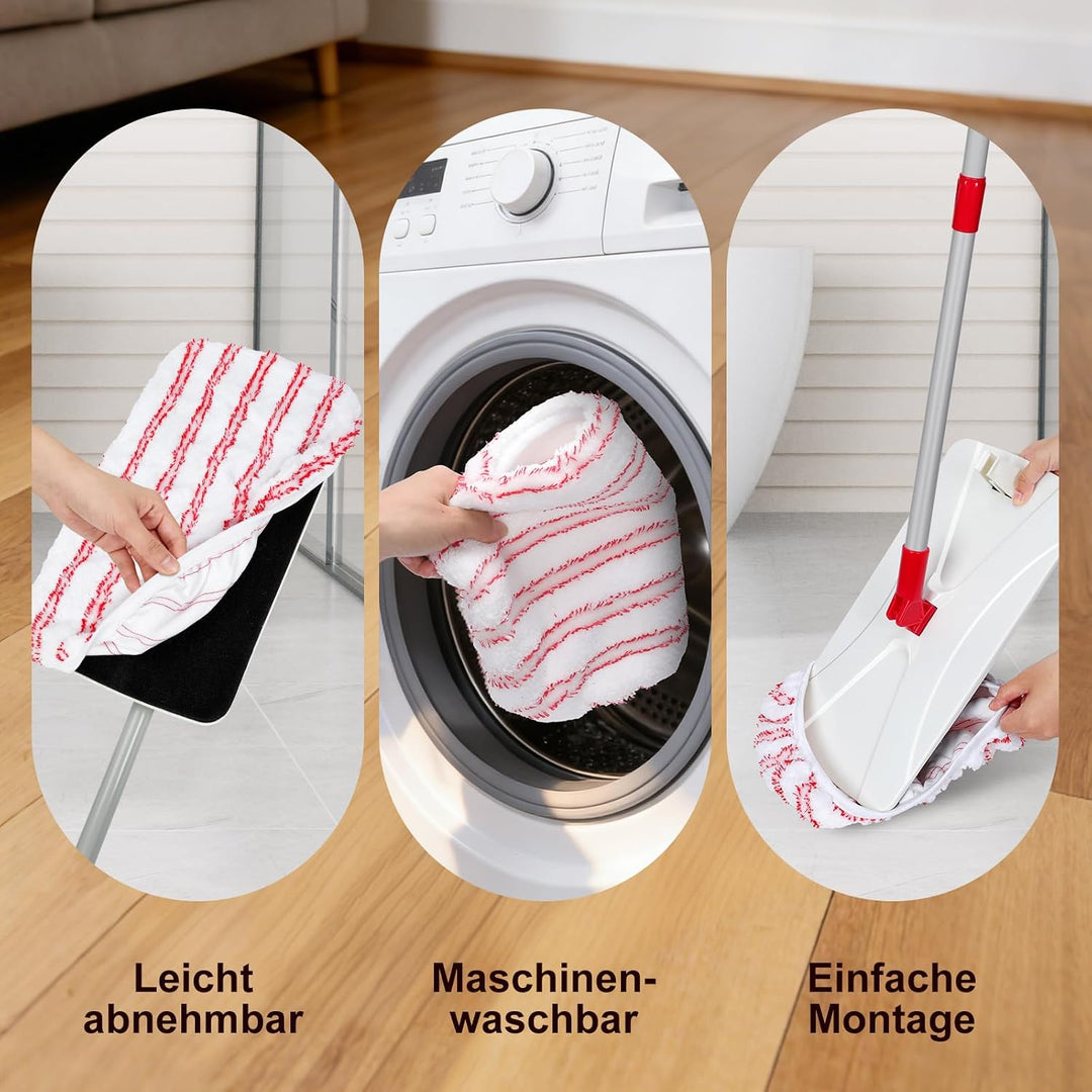 Grosser Mikrofasermopp 41*22cm, Flacher Wischmopp 5 Pads für Boden | 360° drehbarer Bodenwischer Set