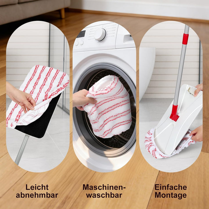 Grosser Mikrofasermopp 41*22cm, Flacher Wischmopp 5 Pads für Boden | 360° drehbarer Bodenwischer Set