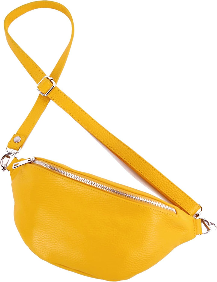 modamoda de - T211 - ital. Hüfttasche Bauchtasche Brusttasche Medium aus weichem Leder, Farbe:Sonnen