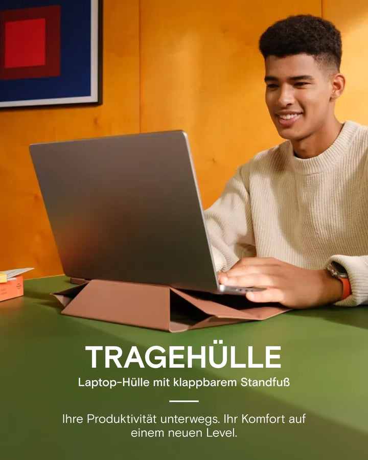MOFT Laptoptasche Hülle &amp; Laptop Ständer für 13-14 Zoll Laptop, Vegan Leder Laptoptasche mit Erweite