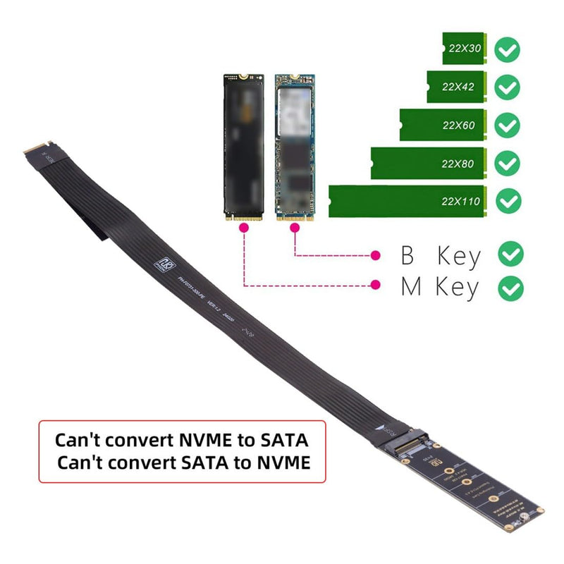 chenyang PCIE 3.0/4.0 M.2 NVME/NGFF SSD Ribbon Flex Extension Card Kabel 30cm Unterstützt 2230/2242/