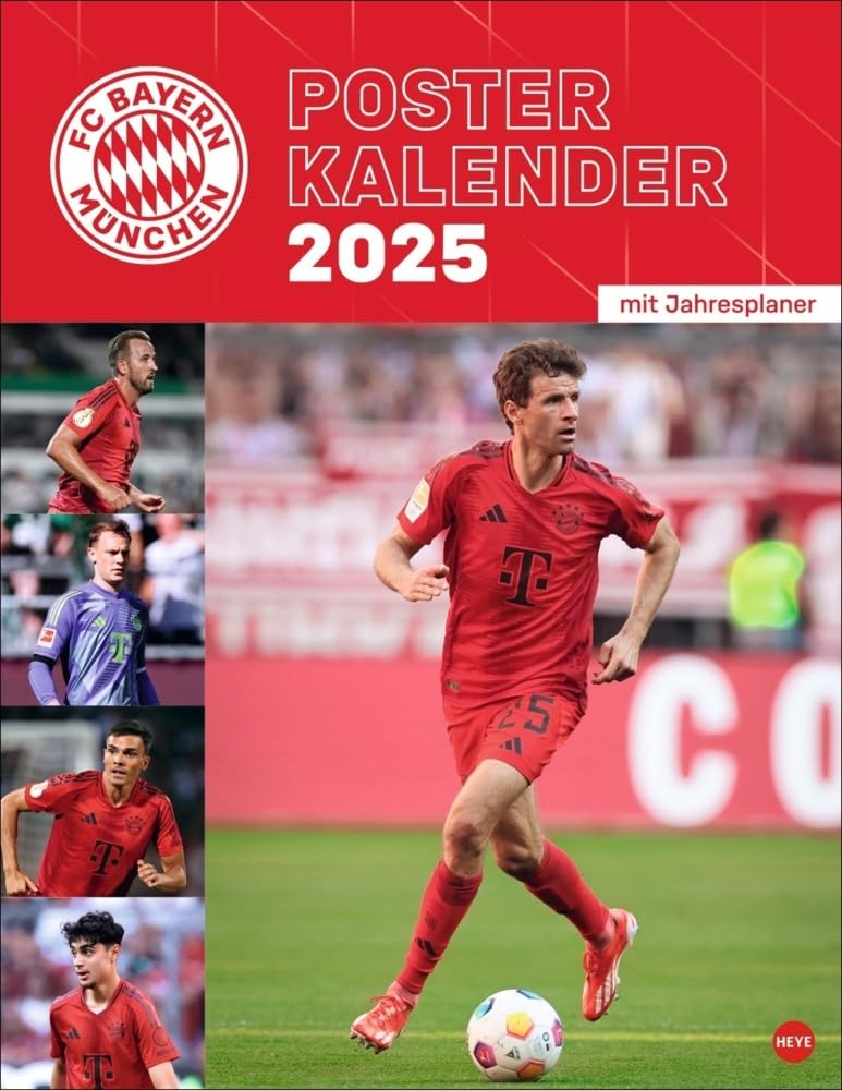 FC Bayern München Posterkalender 2025: Wandkalender mit den besten Spielerfotos des FC Bayern. Tolle