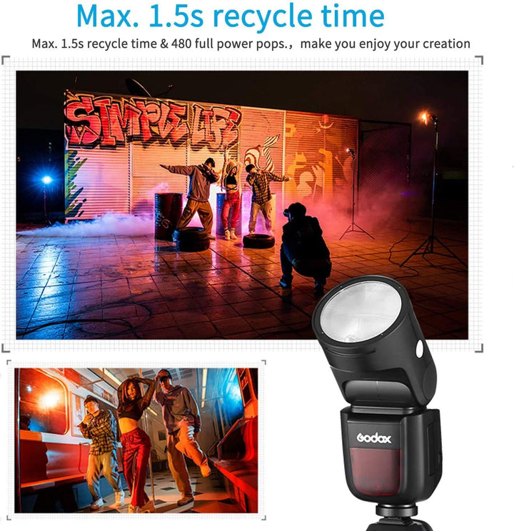 Godox V1N Rundblitz, TTL, Aufsteckblitz, Speedlite, 2,4G, HSS 1/8000S, mit Godox AK-R1 Kit für Nikon