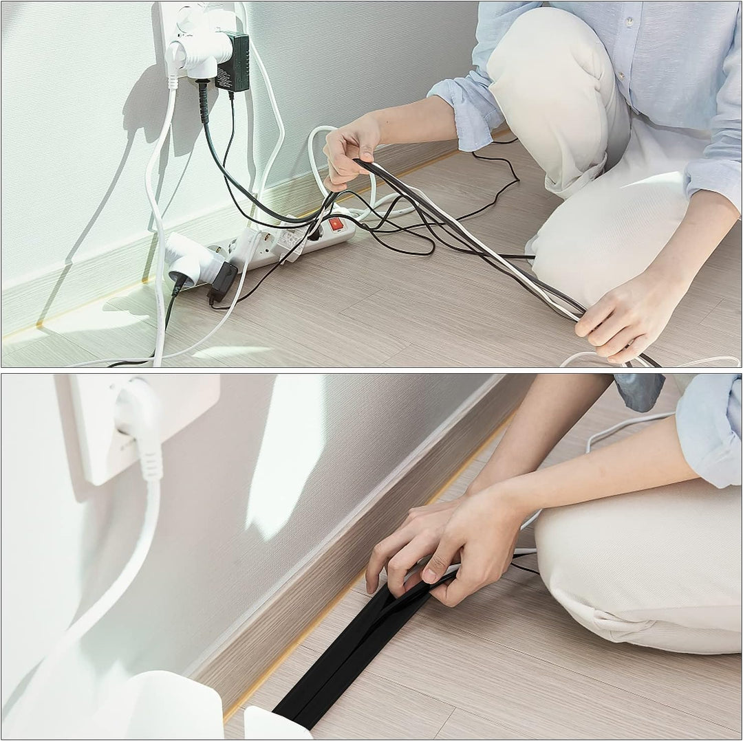 CPROSP Boden Kabelbrücke Schwarz, 200 cm x 6,4 cm, 3 Kanäle, Boden Kabelabdeckung aus Gummi, mit 500