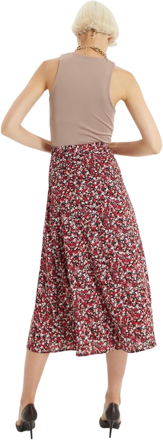 TRENDYOL Damen Trendyol Fliesenblumenmuster TIPP Detaillierter Rock Skirt (1er Pack) 34 Mehrfarbig,