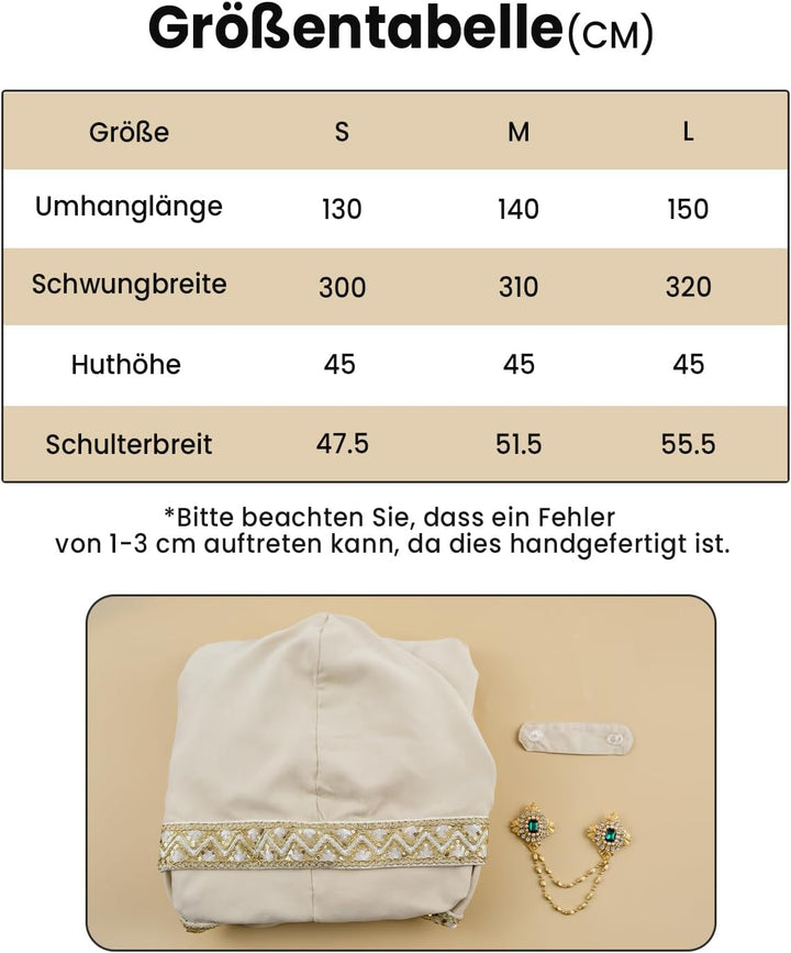 Fiamll Mittelalter Umhang Damen Kapuze Mantel mit Manschette Einfarbige Trenchcoat Renaissance Vampi